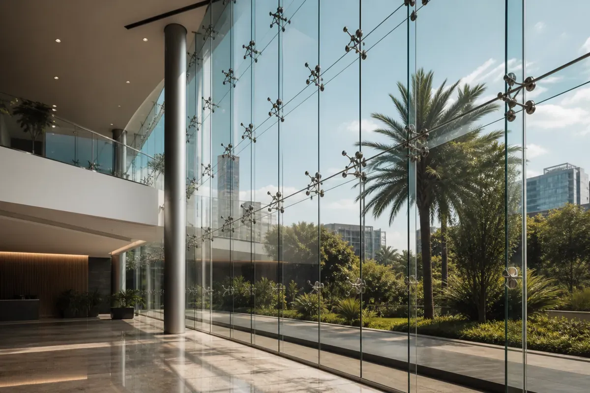 Parede de vidro estrutural (spider glass) — Vidraçaria Taguatinga Lumus, Distrito Federal